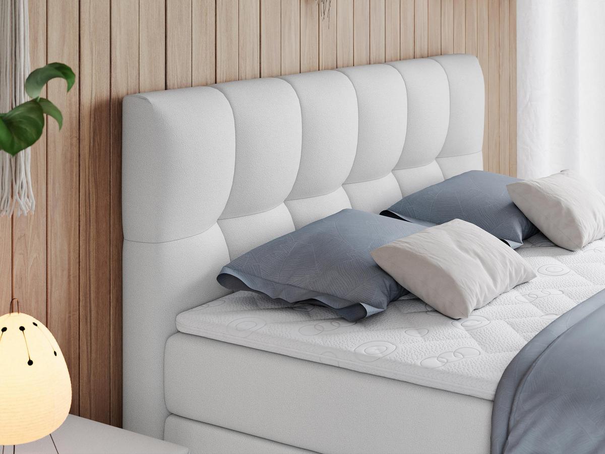 BOXSPRINGBETT ALVIN KING 180/200 Weiß Kunstleder - H3 - Weiß, Holz/Textil (180/200cm) - MKS