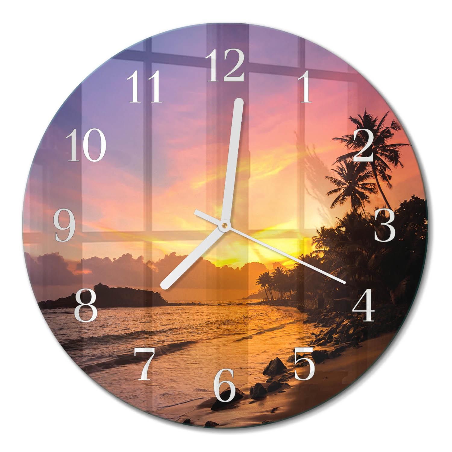 WANDUHR aus Glas Ø30 cm - Sonnenuntergang - Multicolor, Glas (30/30/0.4cm) - TULUP