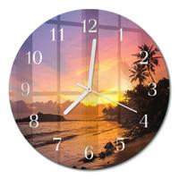 WANDUHR aus Glas Ø30 cm - Sonnenuntergang - Multicolor, Glas (30/30/0.4cm) - TULUP