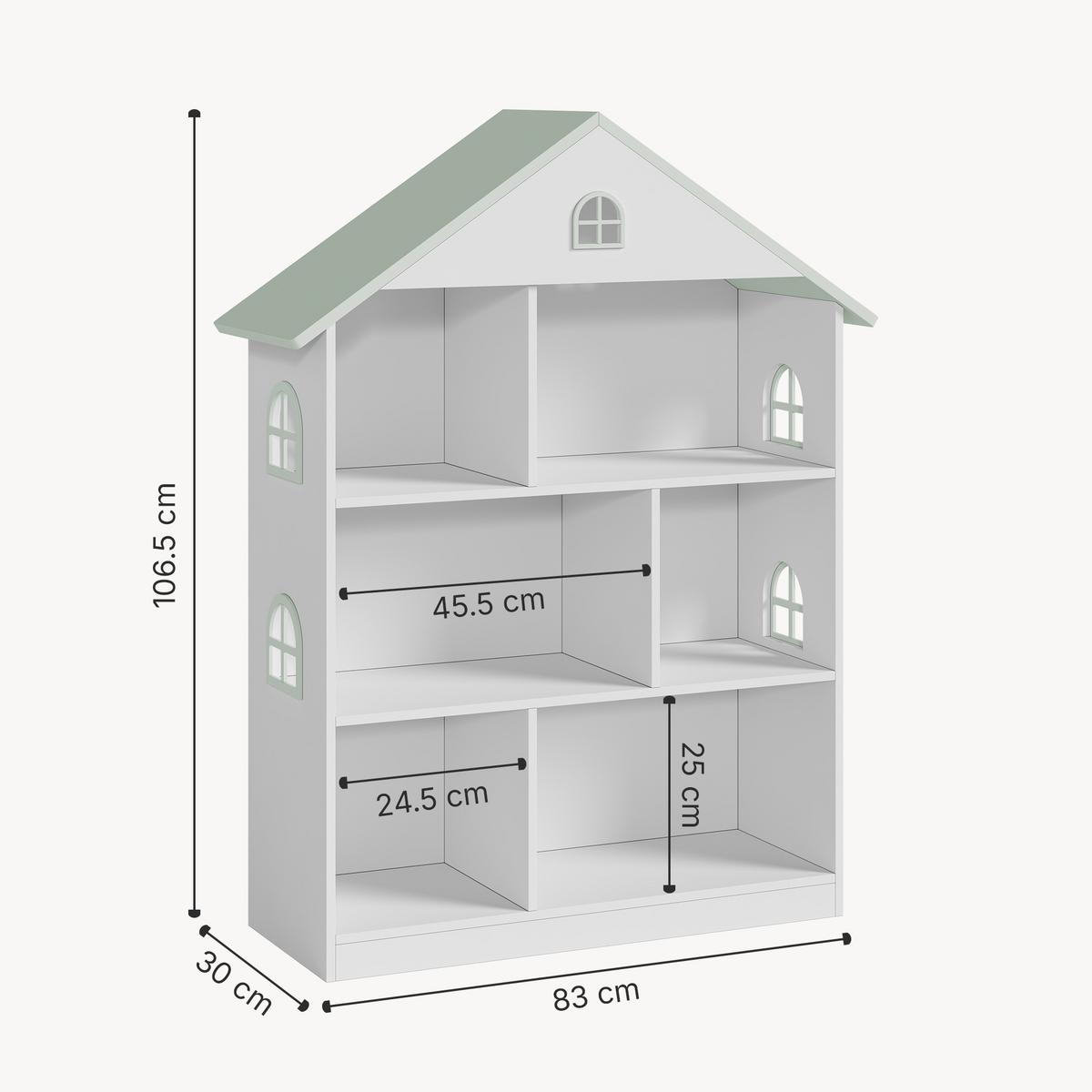 KINDERREGAL Vipsali - Weiß/Mintgrün, Holzwerkstoff (83/106.5/30cm) - [en.casa]