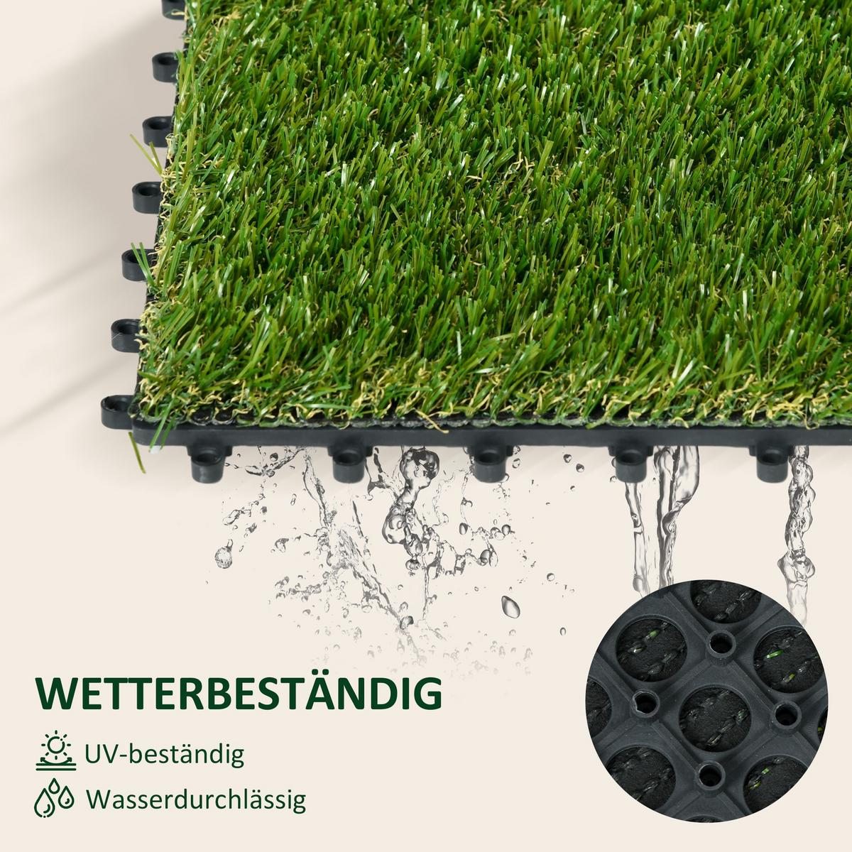 KUNSTRASEN, Dunkelgrün, Kunststoff - Dunkelgrün, Kunststoff (30/30/3.5cm) - Outsunny