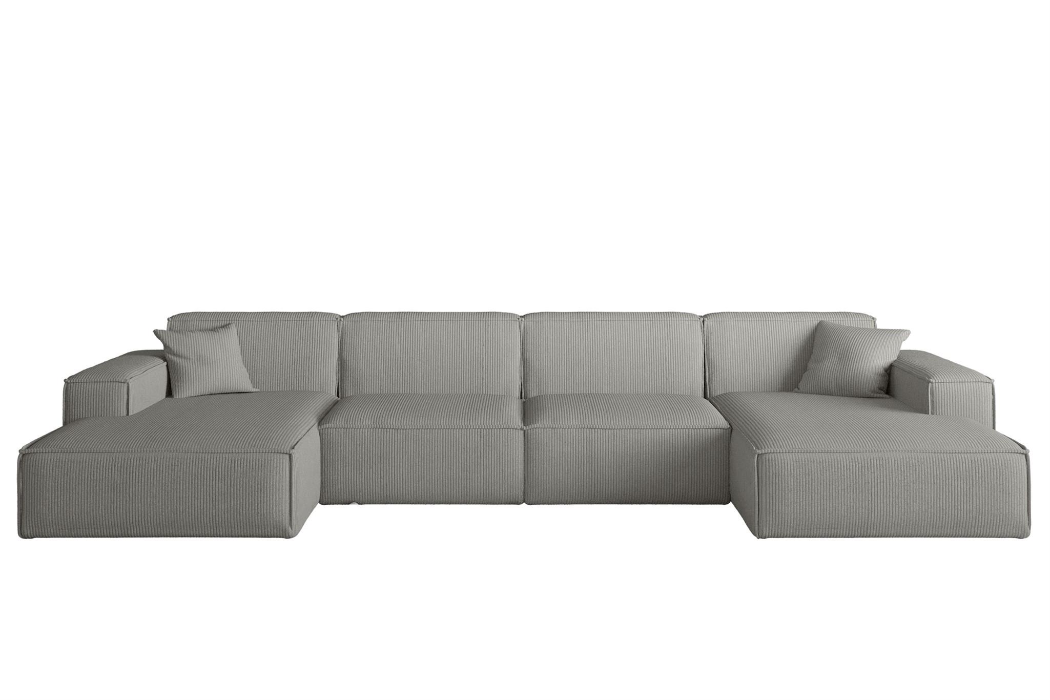 WOHNLANDSCHAFT Celes Premium In Scala - Grau, Holzwerkstoff/Textil (379/73/165cm) - Fun Möbel