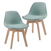 KINDERSTUHL Elvdal - Naturfarben/Mintgrün, Holz/Kunststoff (38/56/33cm) - [en.casa]