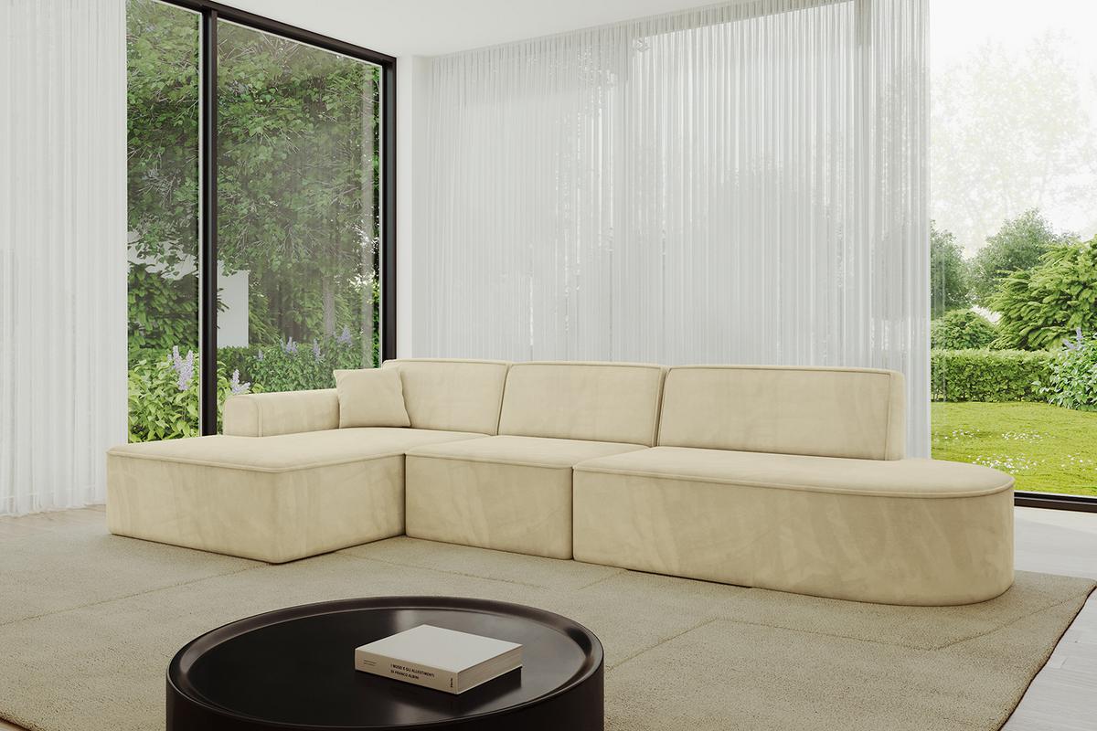 ECKSOFA Ottomane Links IREA-L2-v3 - 327x165x77 cm Beige - Taupe/Ecru, Holzwerkstoff/Textil (327/165cm) - ALTDECOR