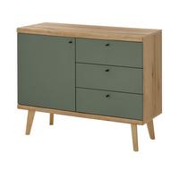 SIDEBOARD Salbei grün, Eiche Evoke, skandinavisch 107 x 83 cm, Kommode mit Vollauszug - Salbeigrün/Eichefarben, Holz/Holzwerkstoff (107/83/40cm) - Furn.Design