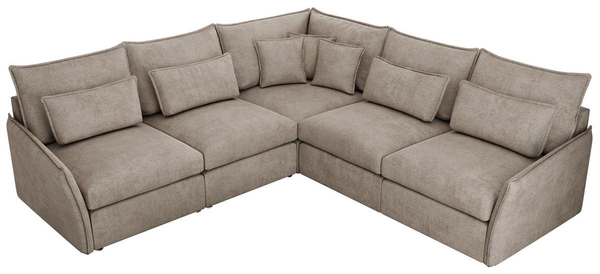 ECKSOFA VERSO L Beige Struktur - Beige/Schwarz, Kunststoff/Textil (270/270cm) - MKS