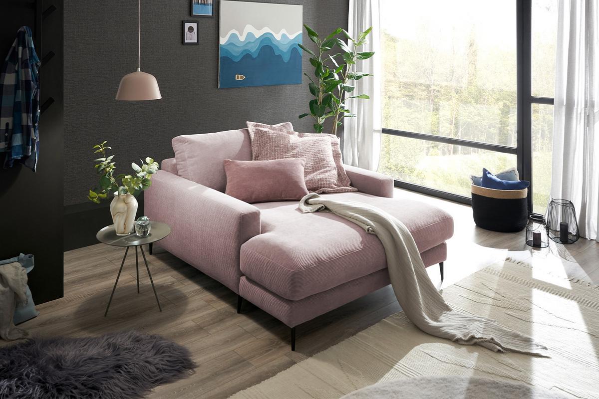 LONGSEAT CARA Pink Cord - Schwarz/Rosa, Textil/Metall (132/84/170cm) - KAWOLA