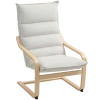 RELAXSESSEL Polyester Cremeweiß - Creme, Holz/Birkenholz (67/105/83cm) - HOMCOM