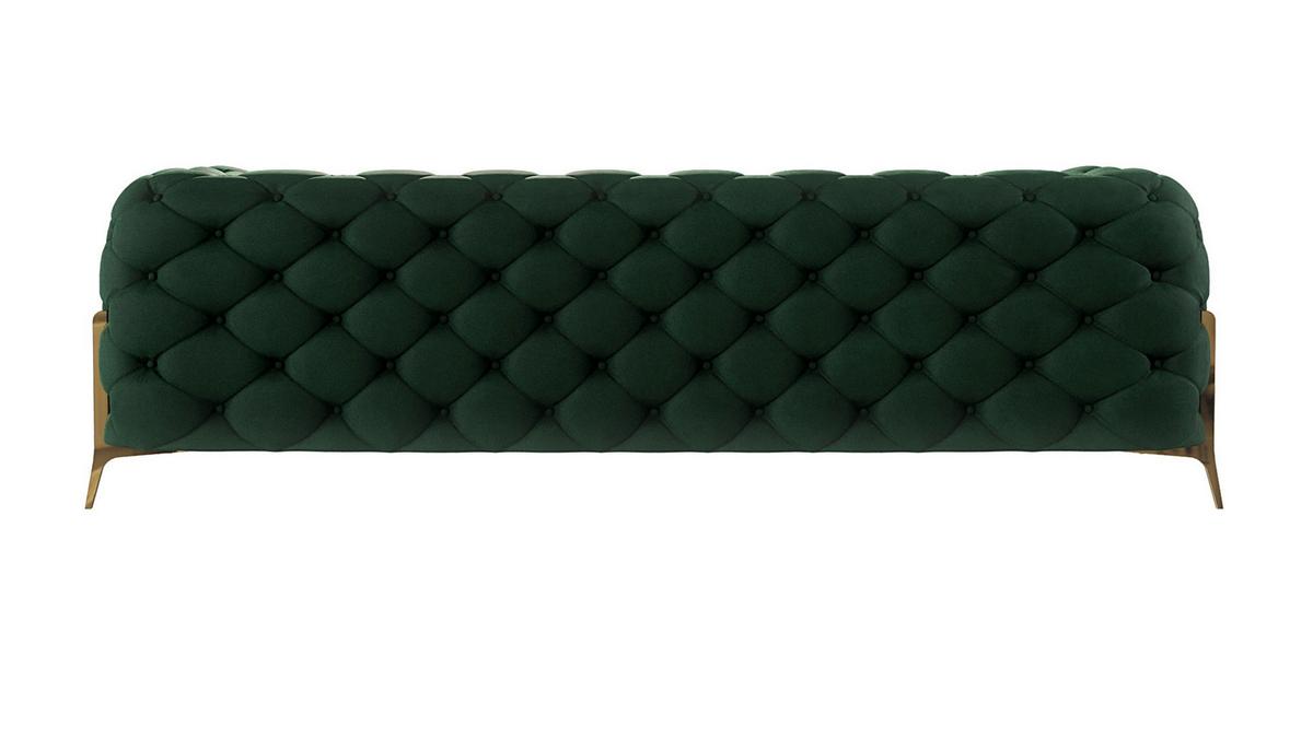 CHESTERFIELD-SOFA 3-Sitzer Lexi Flasche Grün Samt - Smaragdgrün/Goldfarben, Holz/Textil (243/75/100cm) - S-Style Möbel