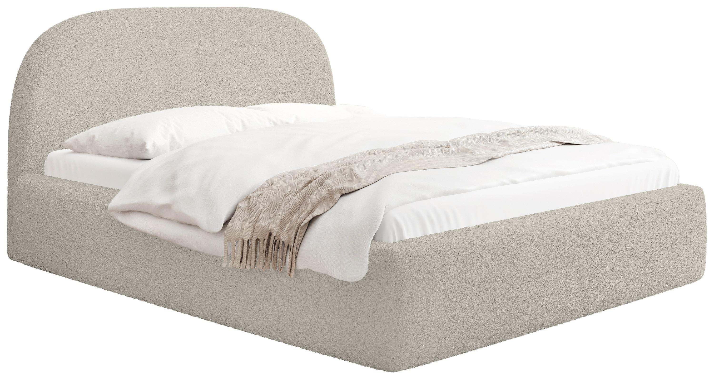 POLSTERBETT Puro mit Bettkasten, Beige Boucle 160 x 200 cm – mit Metall-Lattenrost - Beige/Birkefarben, Holzwerkstoff/Kunststoff (160/200cm) - WFL GROUP