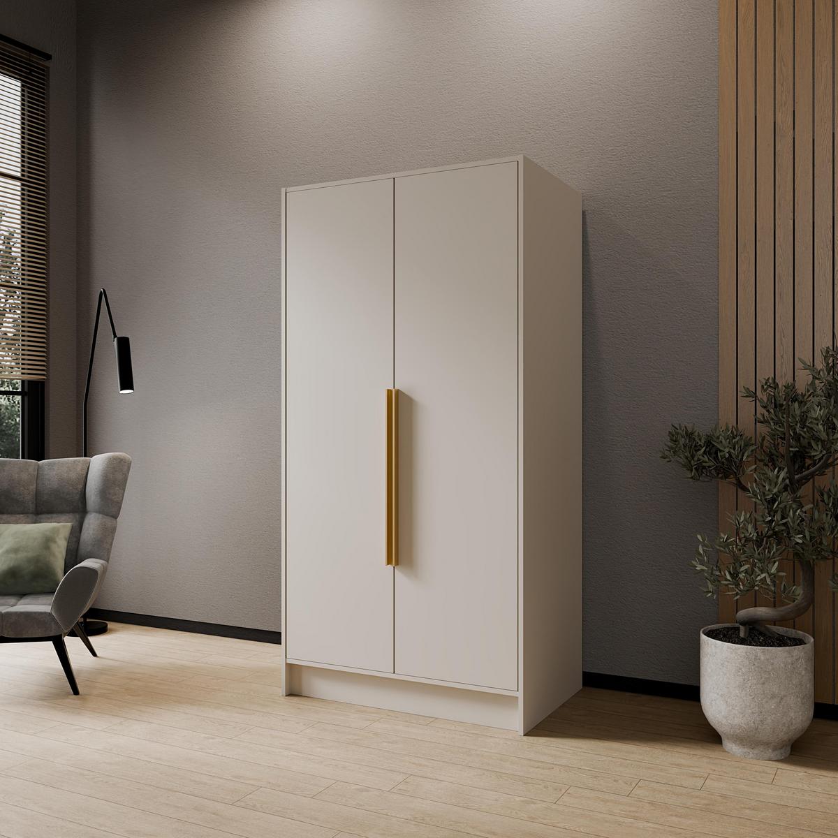 DREHTÜRENSCHRANK BERON 102/200/51 cm Modern Kleiderschrank 2-türig Kaschmir - Kaschmir, Holzwerkstoff (102/200/51cm) - MASSENO