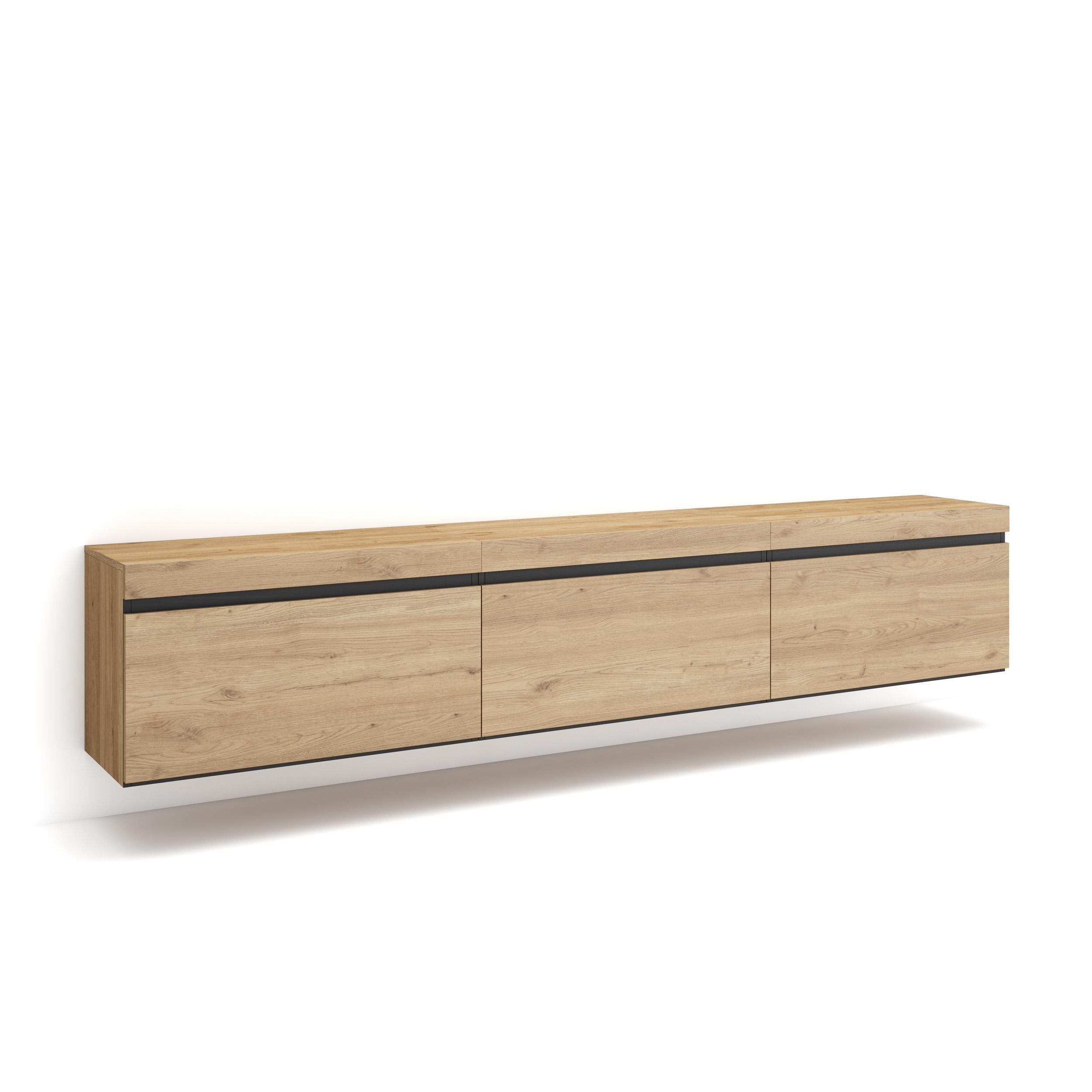 LOWBOARD, Hängend, Eiche, 240/35/45cm - Eichefarben, Holzwerkstoff (240/45/35cm) - Skraut Home