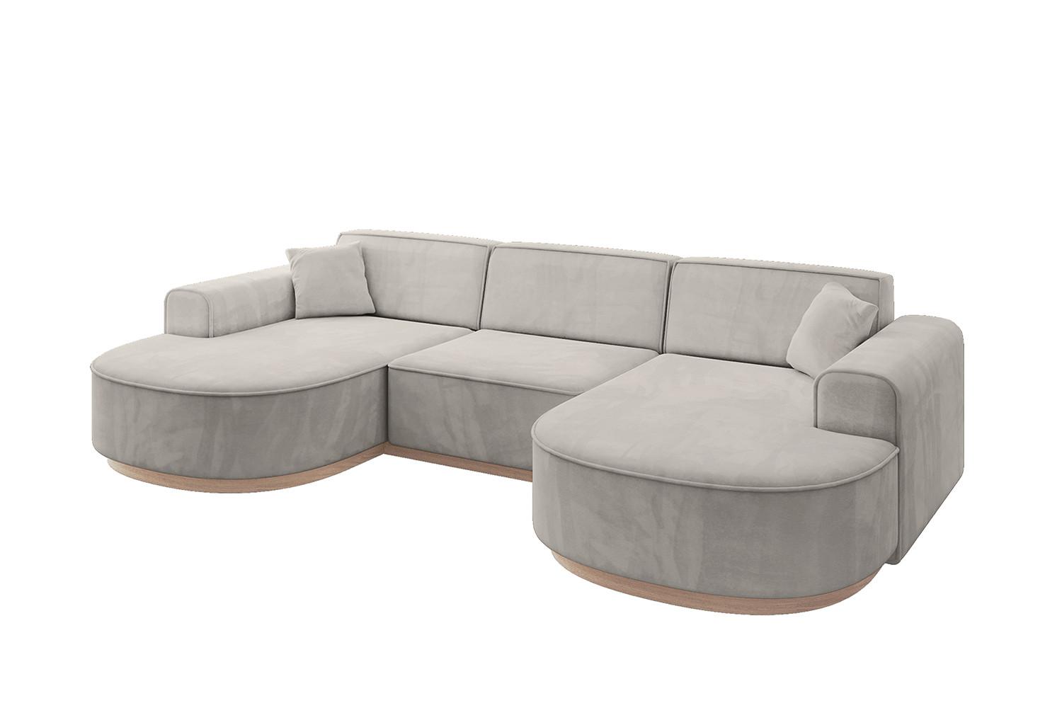 WOHNLANDSCHAFT MARI-U1-v1 - 303x171x83 cm Hellbraun Velours - Hellbraun, Holzwerkstoff/Textil (303/83/171cm) - ALTDECOR