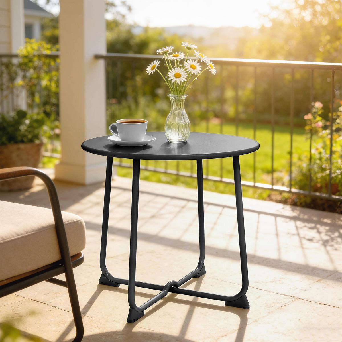 GARTENTISCH Metall Schwarz - Schwarz, Metall (50/50/45.5cm) - Outsunny