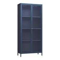 VITRINENSCHRANK Säkylä - Blau, Glas/Metall (80/180/35cm) - [en.casa]