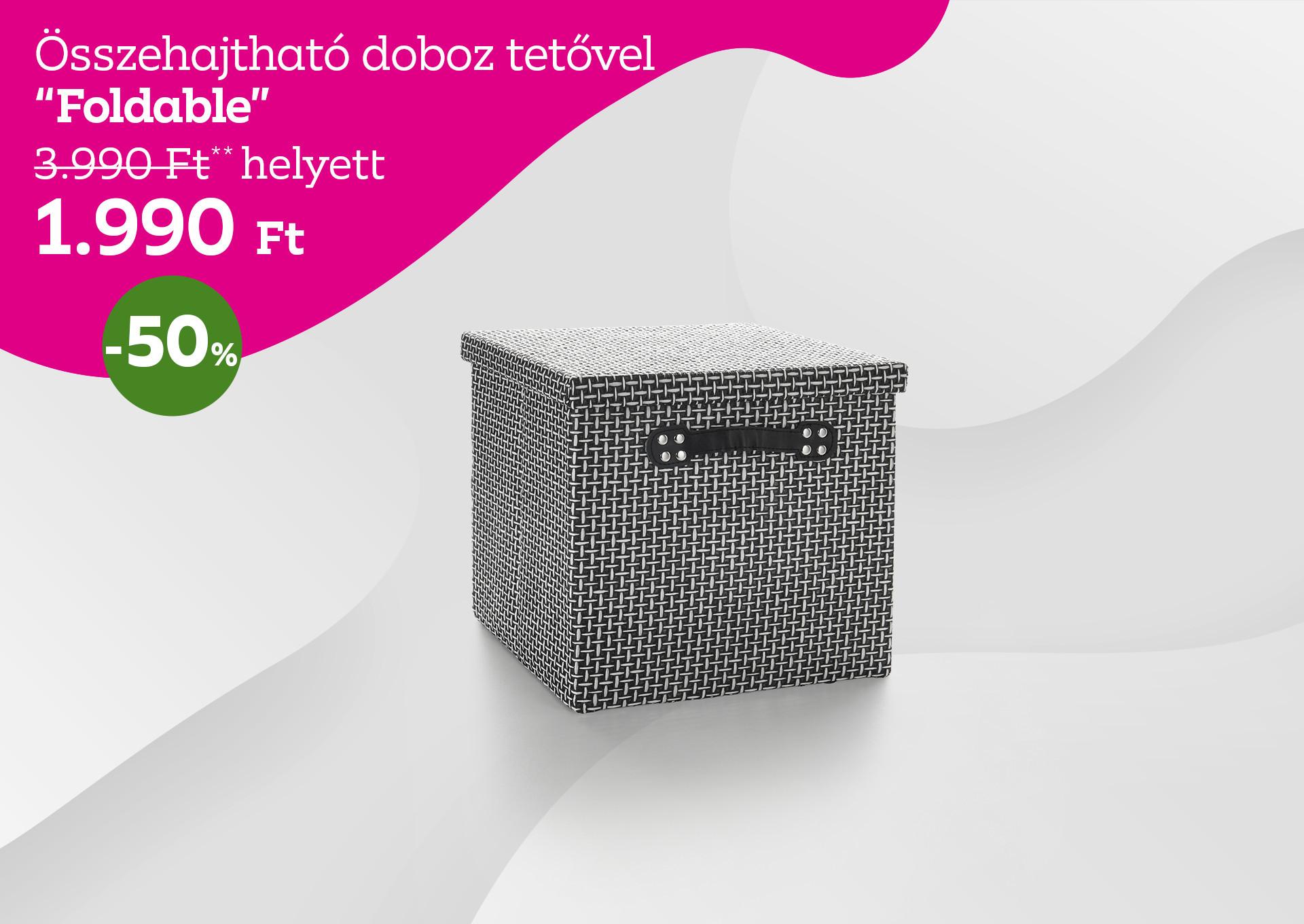 Összehajtható doboz FOLDABLE 3990 Forint helyett 1990 Forint kedvezmény mértéke 50%