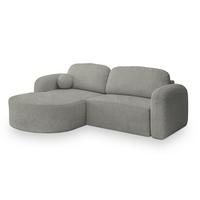 ECKSOFA AMILIA L-S Hellgrau Boucle-Stoff mit Schlaffunktion - Hellgrau, Holz (263/174cm) - MASSENO