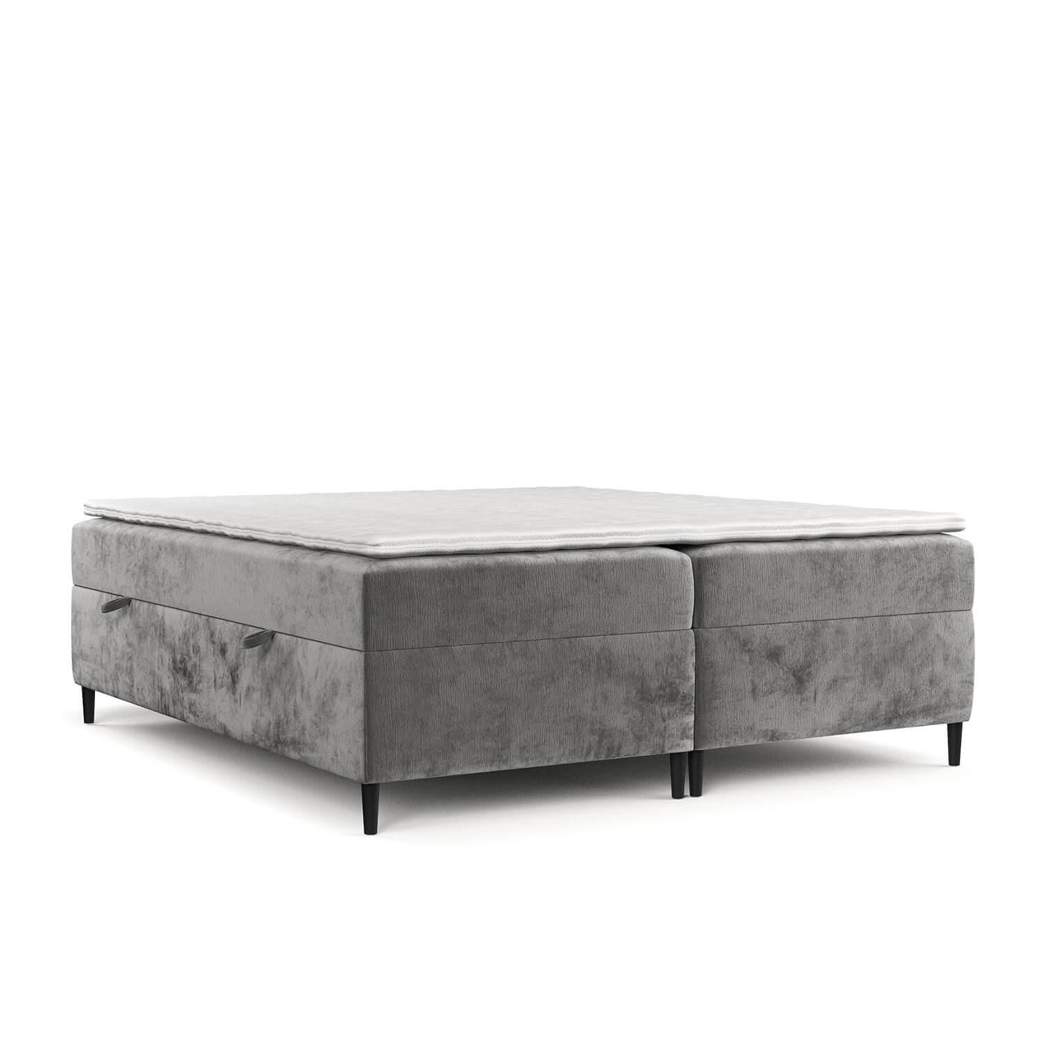 BOXBETT Theo 120/200 cm Grau im Lotta Stoff - Schwarz/Grau, Holz/Holzwerkstoff (120/200cm) - AltaBeds
