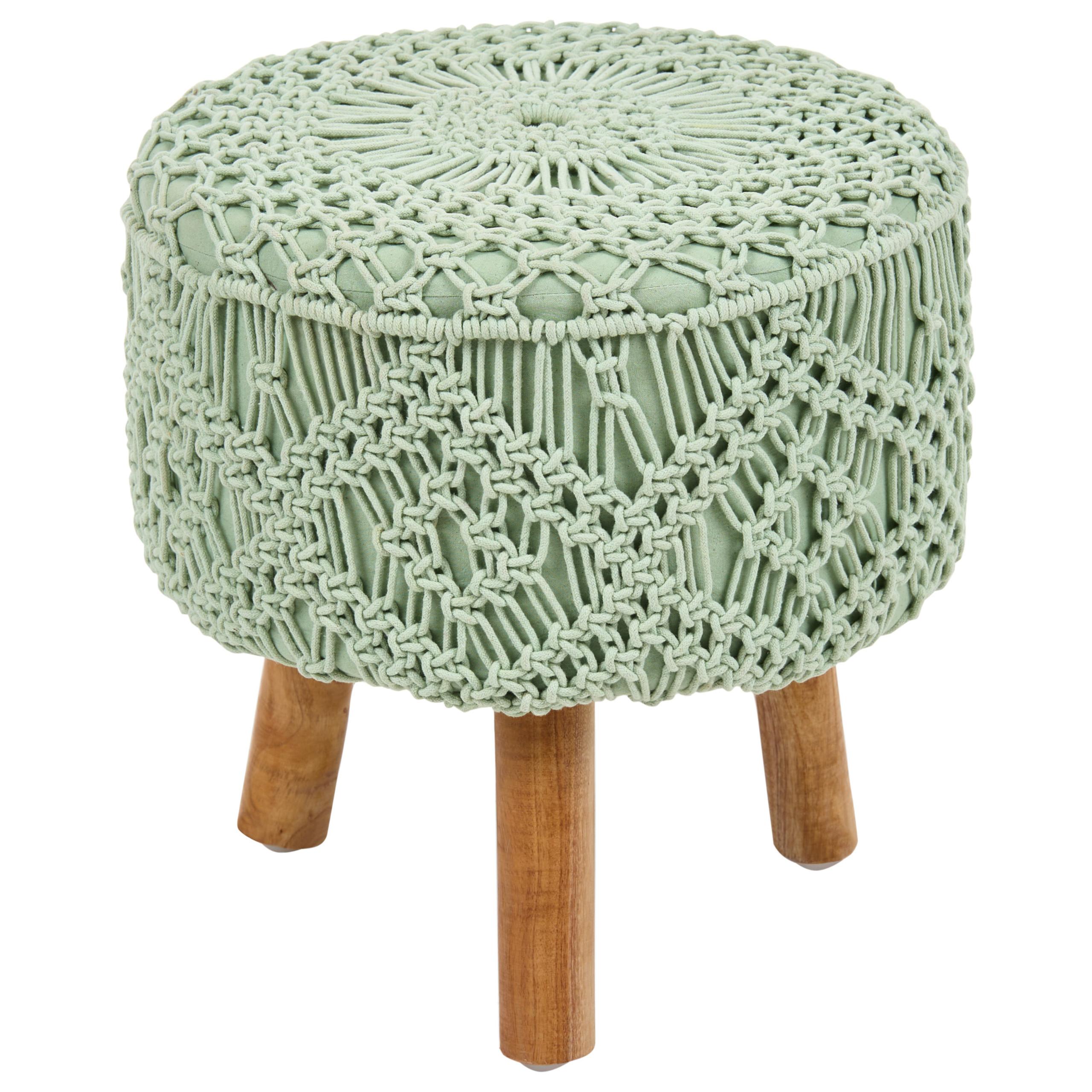 HOCKER Makramee Baumwolle Hellgrün Manzai - Hellgrün, Textil (40/44/40cm) - Beliani