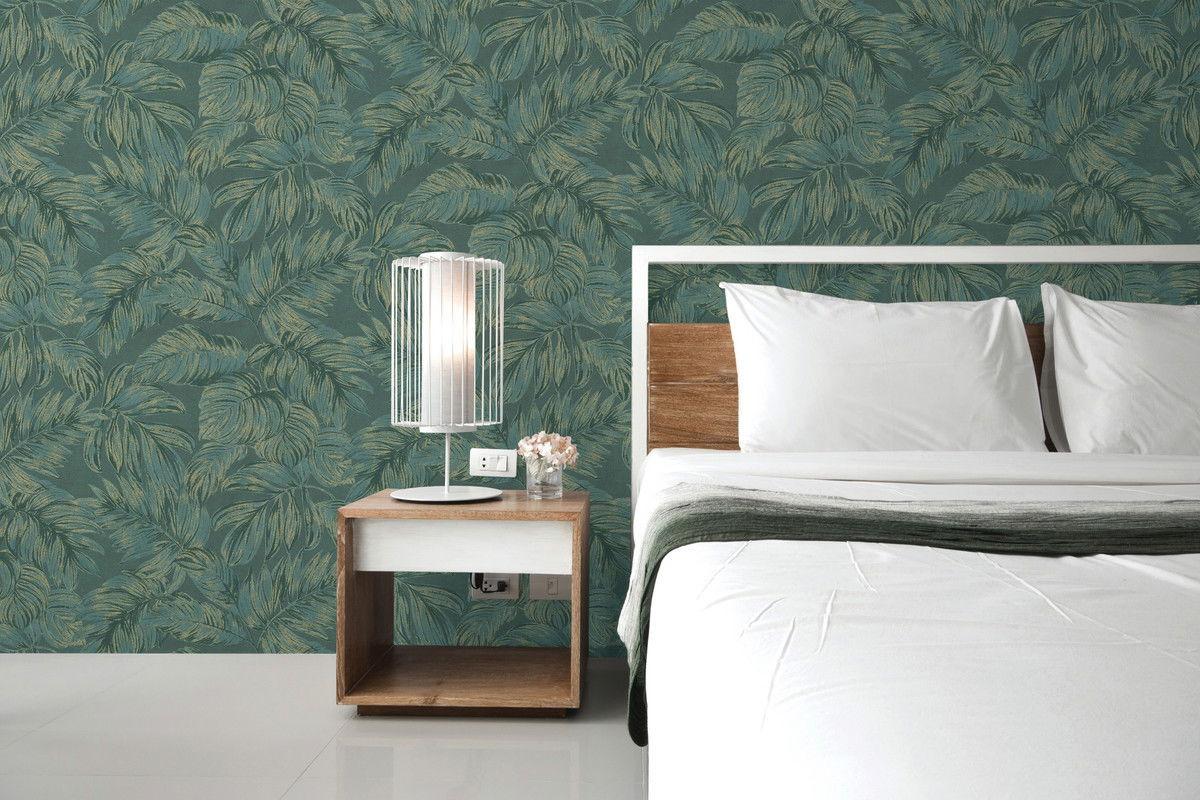 VLIESTAPETE Grün 53/1005 cm - Goldfarben, Textil (53/1cm) - KUNSTLOFT