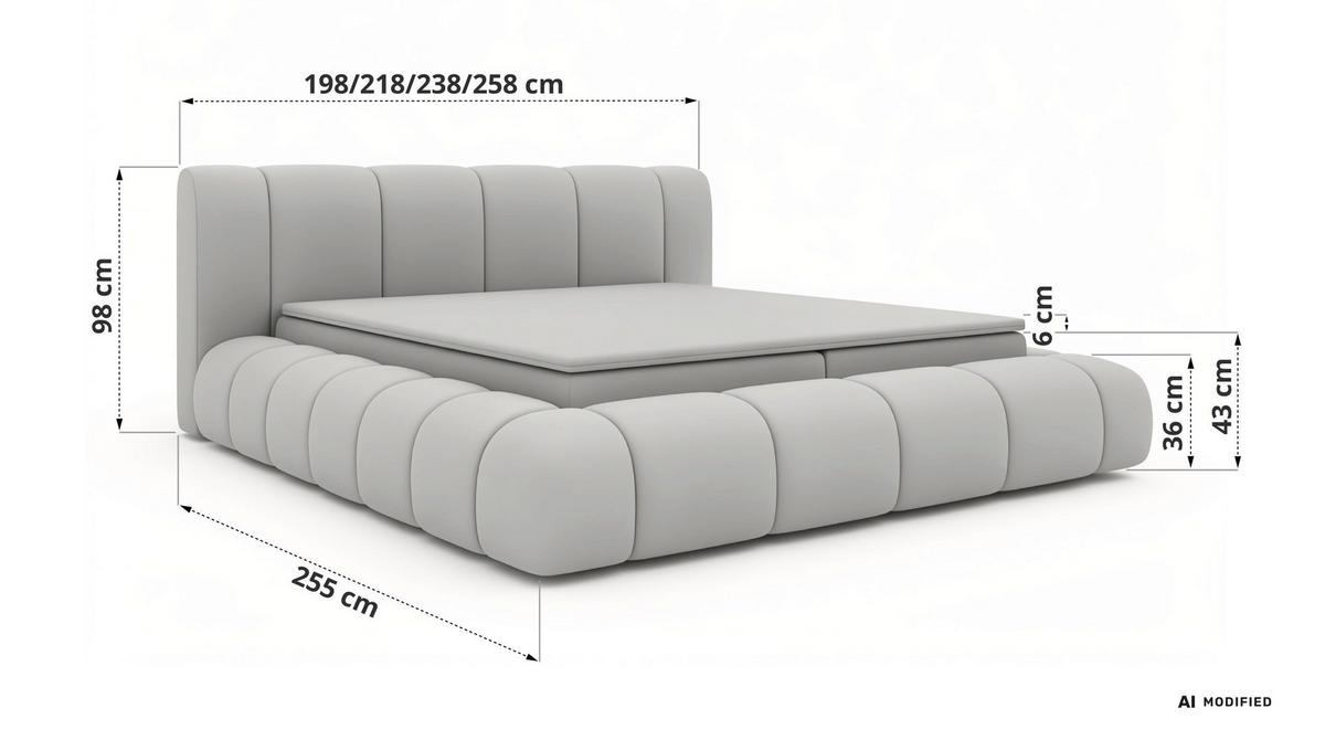 BOXBETT NUBEA 140/200 - Braun Velvet - Topper Visco - H4 - Schwarz/Braun, Kunststoff/Textil (140/200cm) - MKS