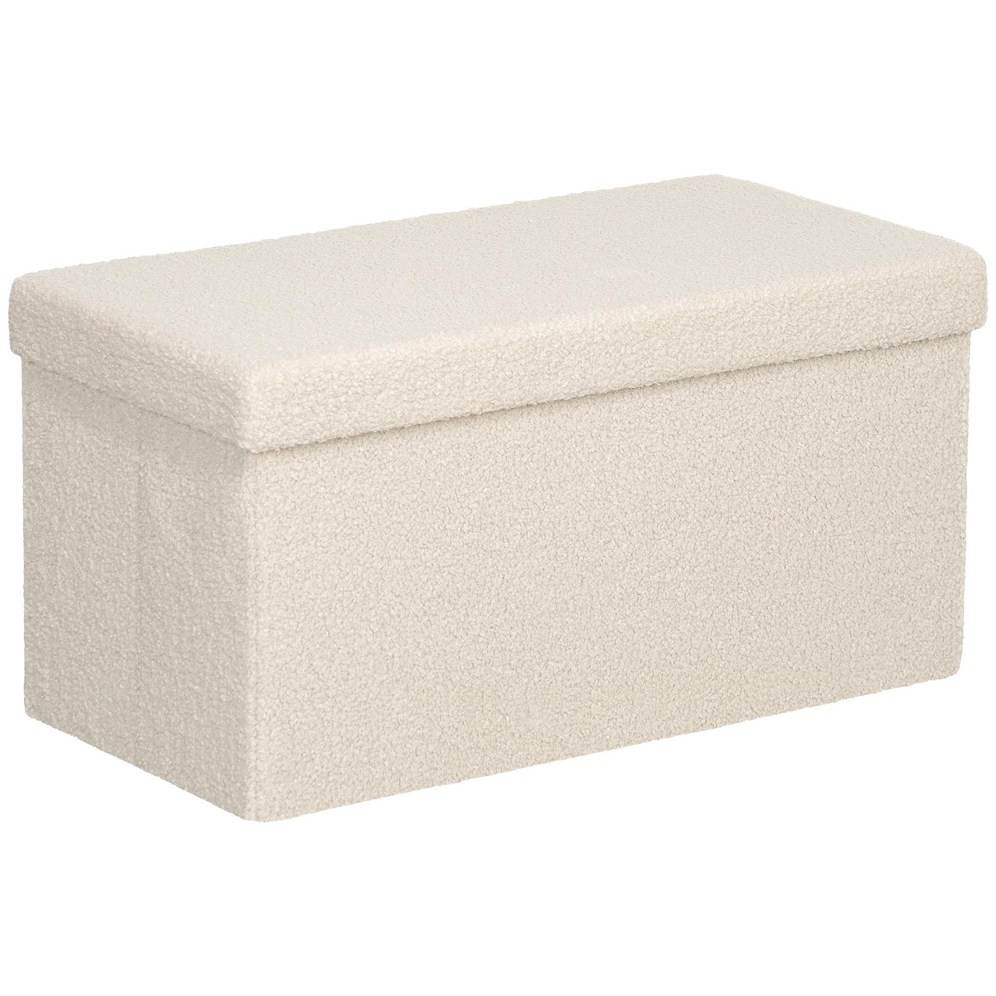 TRUHENBANK faltbar samtoptik - Weiß, Kunststoff (38/38/76cm) - HOMCOM