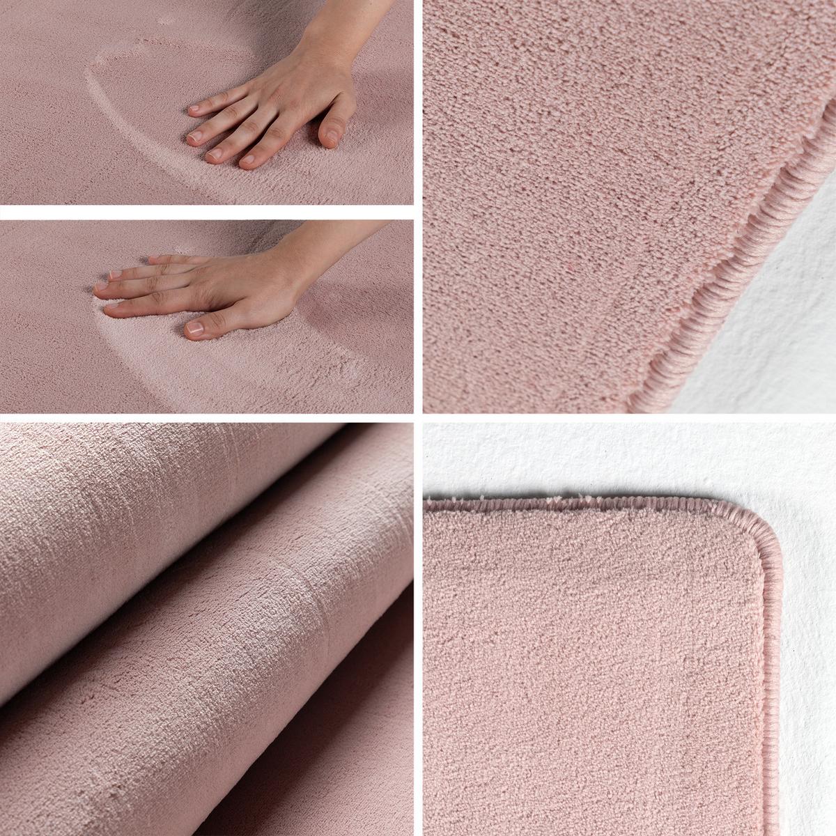 TEPPICH Kurzflor Waschbar LECH in Rosa, einfarbig, 80 x 250 cm - Rosa, Textil (250/80cm) - KADIMA DESIGN