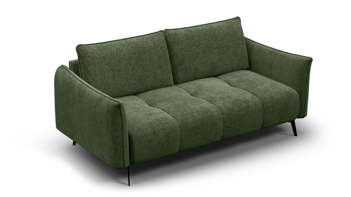 SOFA AERA 2,5-Sitzer, dunkelgrün - Dunkelgrün/Schwarz, Holz/Textil (187/89/96cm) - Wozimo