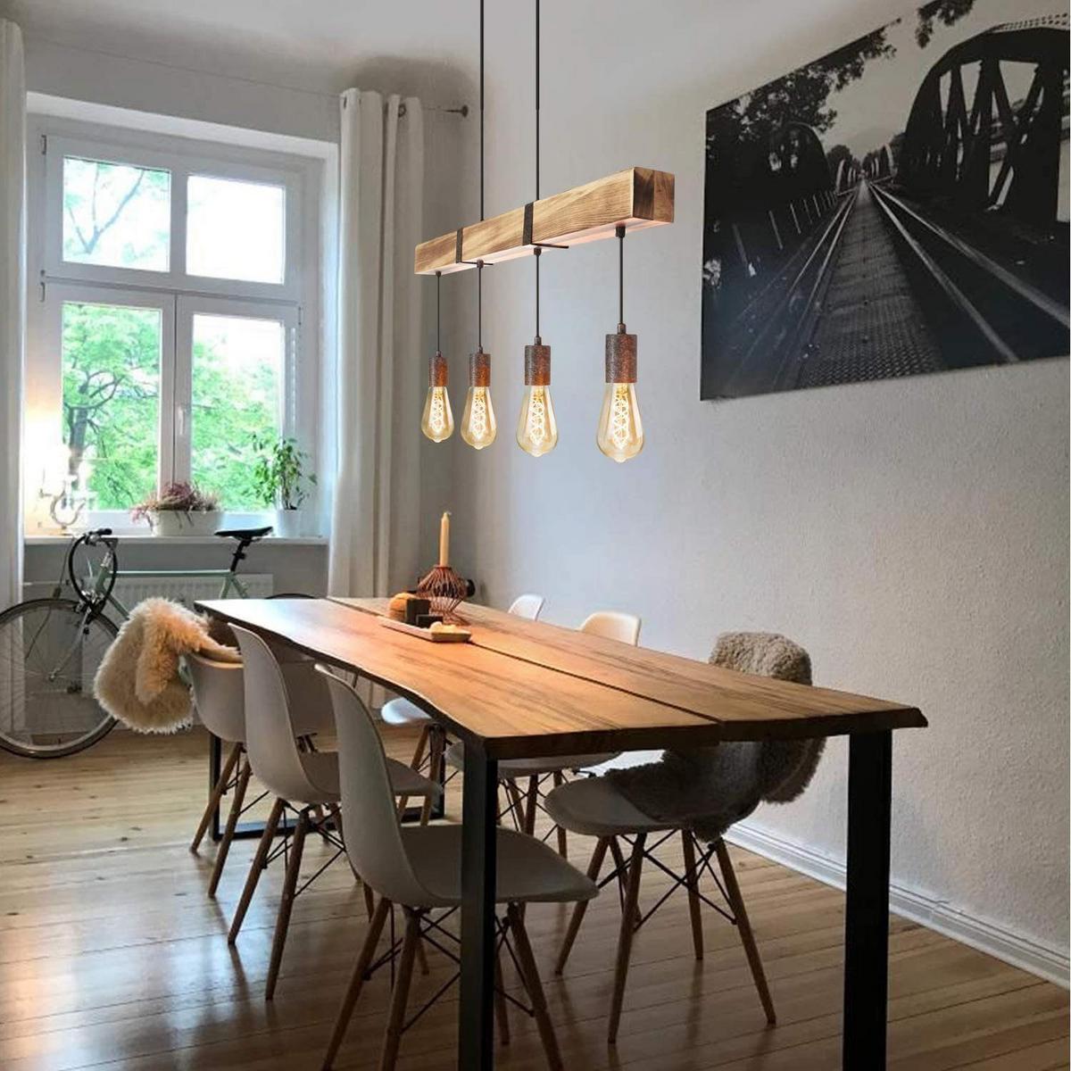 PENDELLEUCHTE Claudia 4-flammig 80/6/6 cm - Braun, Holzwerkstoff (80/6/6cm) - Nettlife