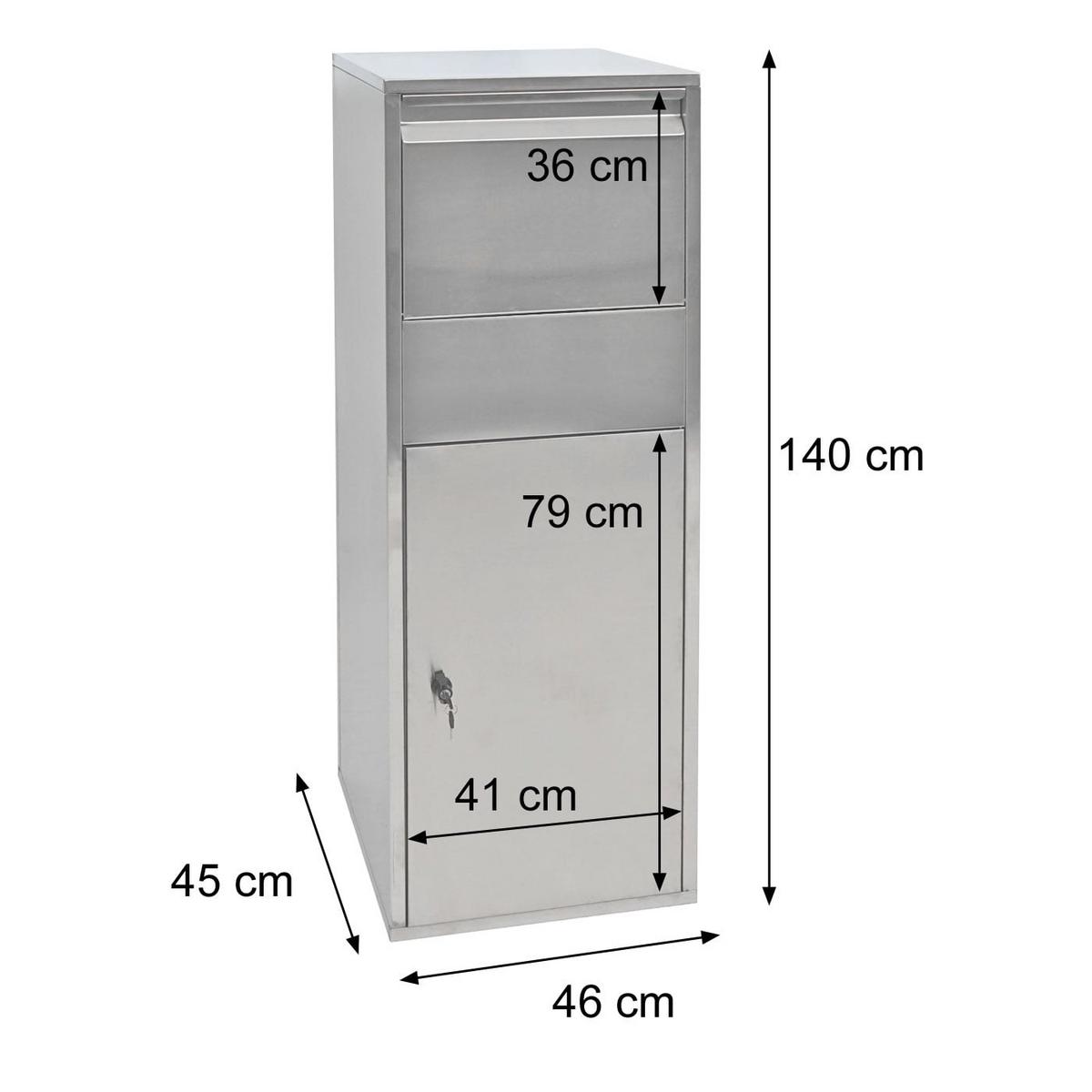 PAKETKASTEN GRÖßE XL rechteckig Anthrazit, Dunkelbraun - Anthrazit/Dunkelbraun, Metall (46/140/45cm) - MCW