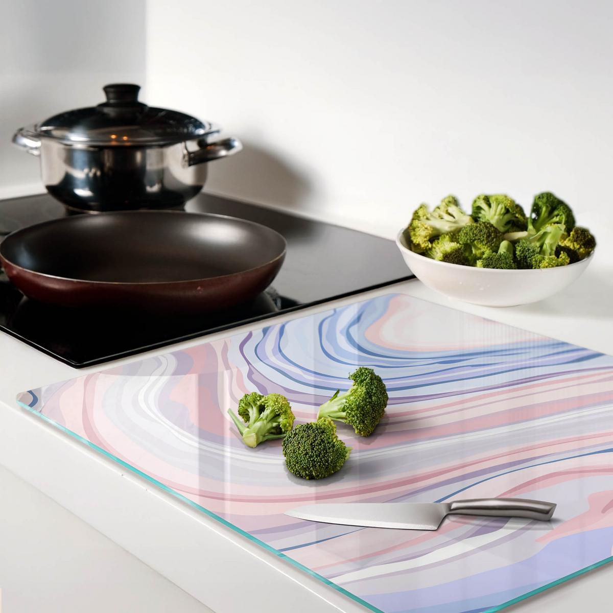 GLASPLATTE 60x52 cm Abstrakte Wellen - Multicolor, Glas (60/0.4/52cm) - TULUP