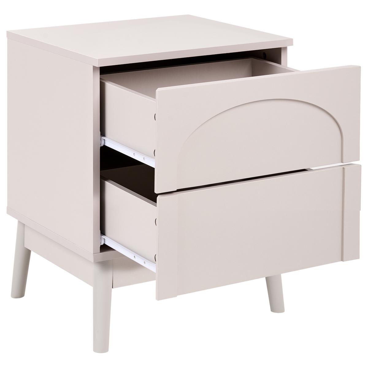 NACHTTISCH mit 2 Schubladen Hellbeige Boulia - Beige, Holz/Holzwerkstoff - Beliani