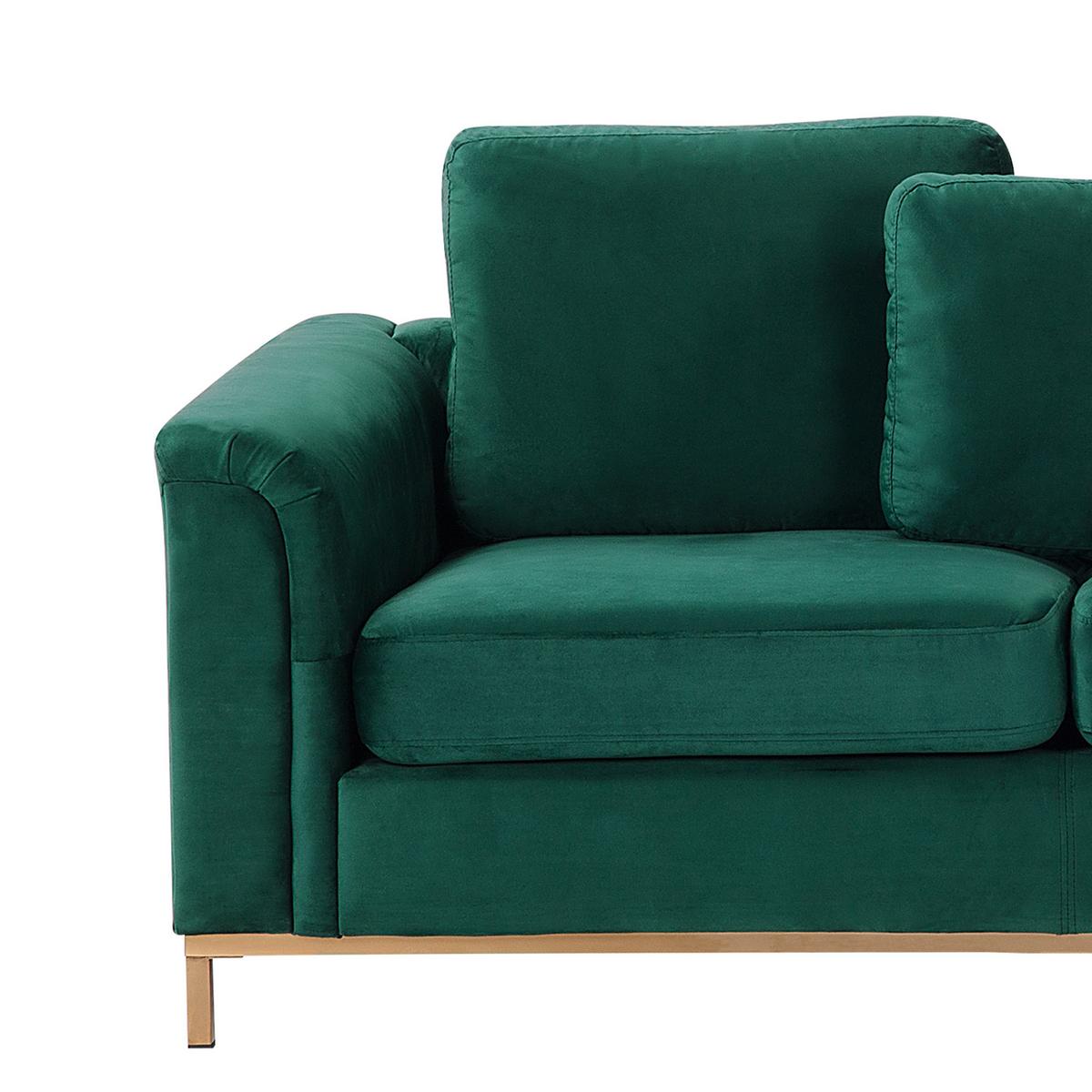 ECKSOFA Samtstoff Grün rechtsseitig Oslo - Dunkelgrün, Textil (270/151cm) - Beliani