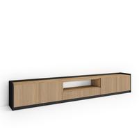 LOWBOARD, Eiche und Schwarz, 310/37/50cm - Eichefarben, Holzwerkstoff (310/50/37cm) - Skraut Home