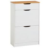 SCHUHSCHRANK BASIL - Weiß/Braun, Holz (58/93/25cm) - IDIMEX