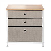 KOMMODE mit 3 Schubladen aus hellem Vliesstoff - L48 cm - Weiß, Holzwerkstoff (40/51/41cm) - Calicosy
