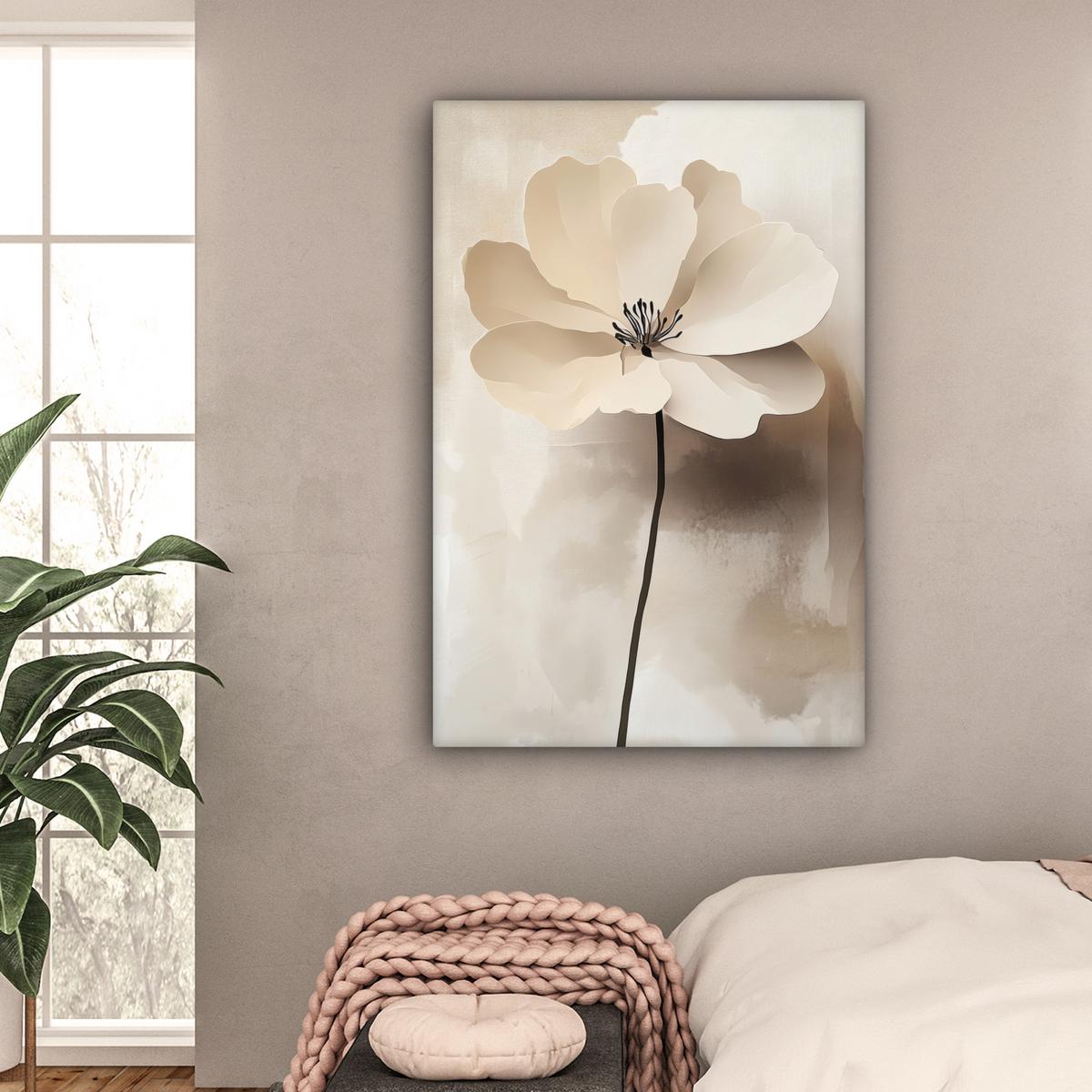LEINWANDBILD Blume - Beige - Farbe - Schatten Deko XXL 80x120 cm - Creme, Textil (80/120cm) - MuchoWow