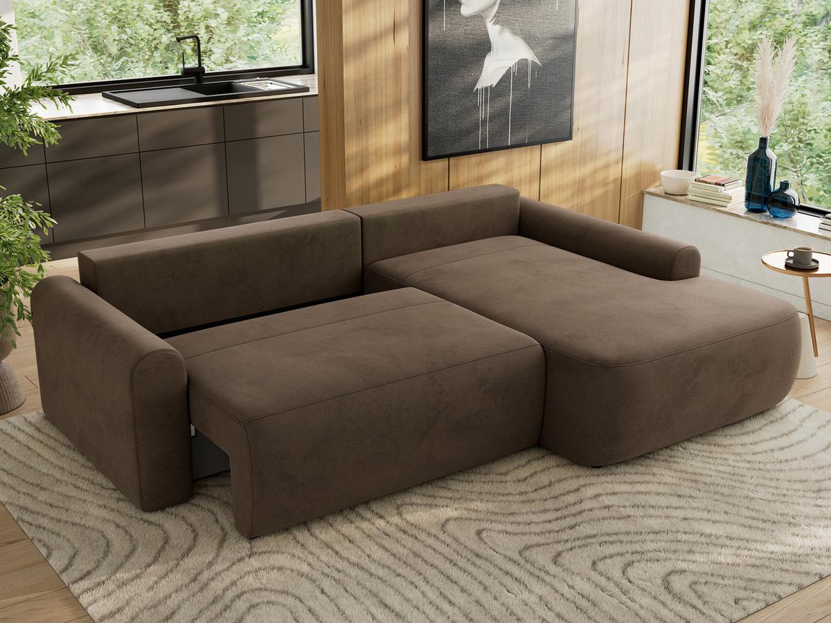 ECKSCHLAFSOFA CUBO L Braun Velvet - rechts - Schwarz/Braun, Kunststoff/Textil (187/273cm) - MKS