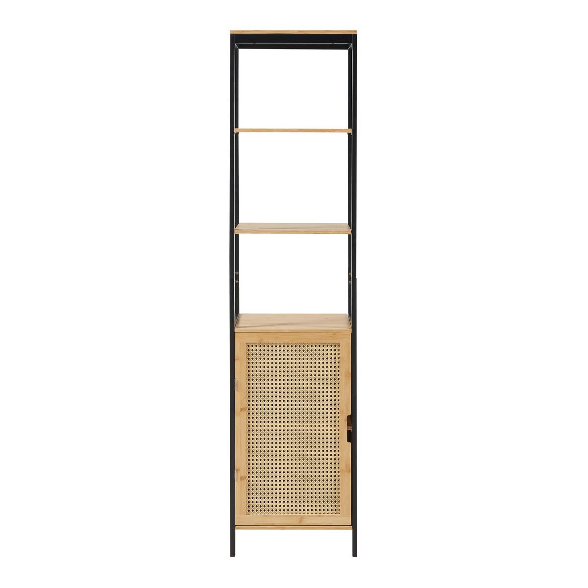 HOCHSCHRANK Tervola - Schwarz/Naturfarben, Naturmaterialien/Holzwerkstoff (40/172/35cm) - [en.casa]