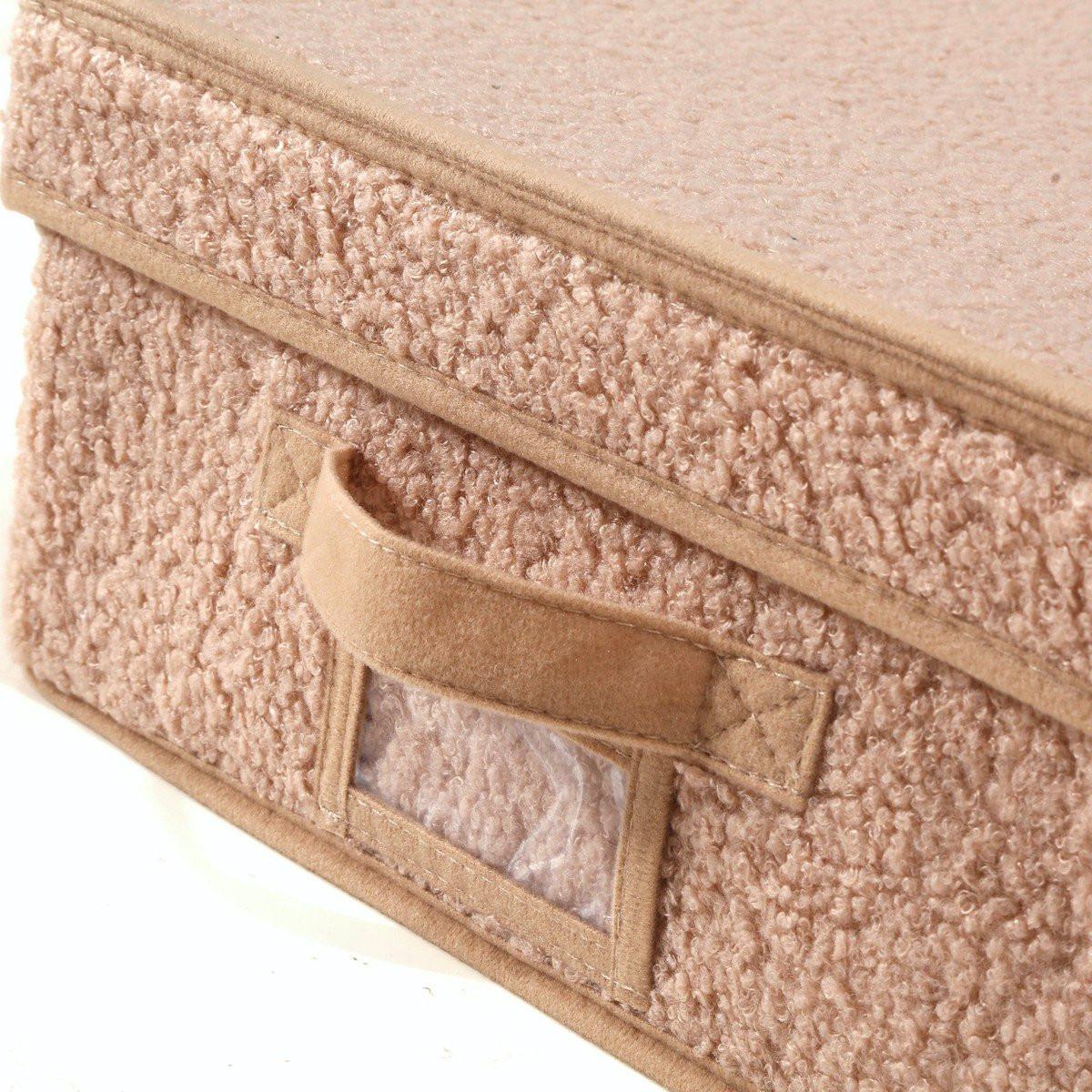 AUFBEWAHRUNGSBOX mit deckel aus bouclé-stoff in beige - 31,5/48/15 cm - Beige, Textil (31.5/48/15cm) - Calicosy