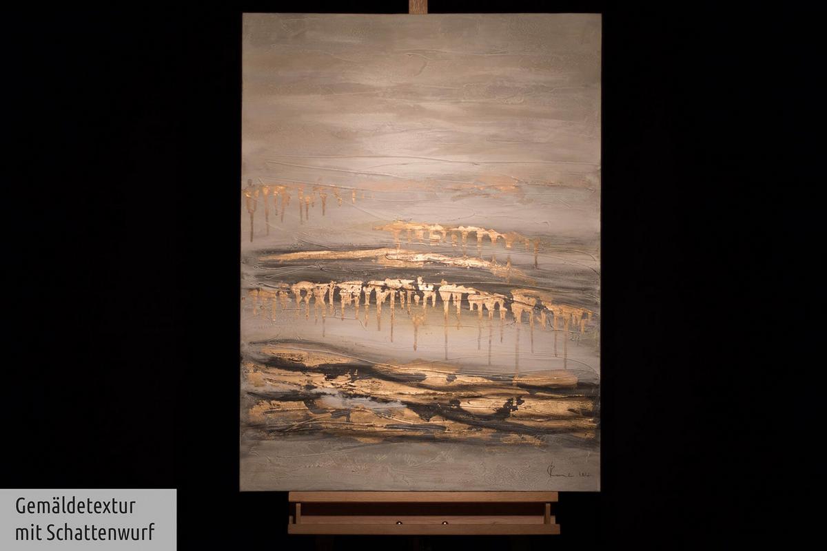 ACRYLBILD HANDGEMALT 75/100 cm - Beige/Goldfarben, Holz/Textil (75/100cm) - KUNSTLOFT