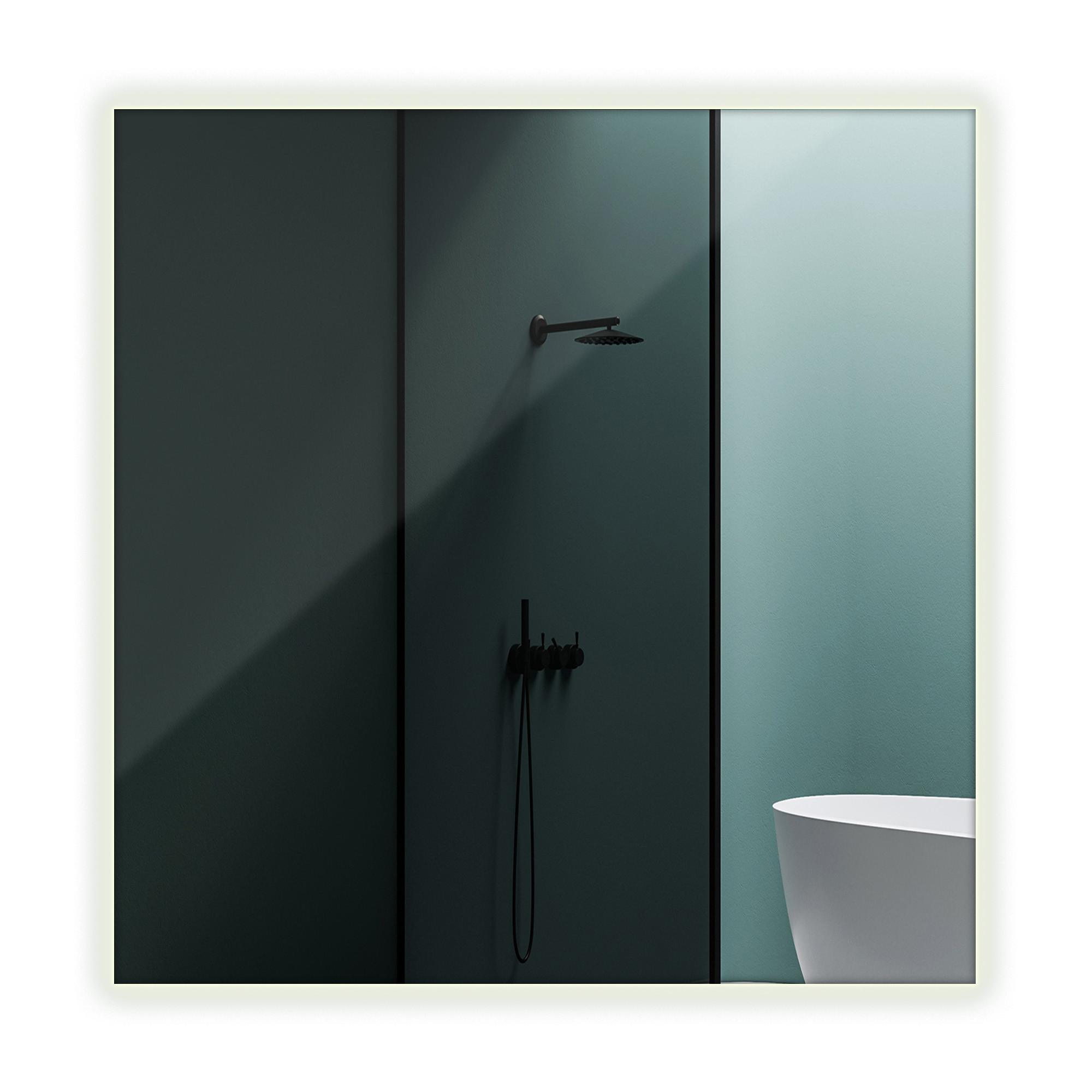 LED SPIEGEL 50 cm x 50 cm Qadratisch Neutralweiß 4000K - Blaugrau, Glas (50/50/2.4cm) - TULUP