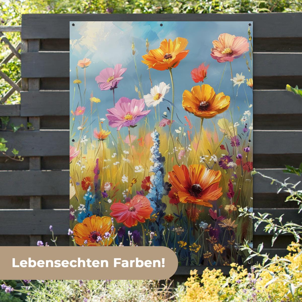 GARTENPOSTER Blumen - Natur - Botanik - Kunst Gartendekoration 120x160 cm - Hellblau, Kunststoff (120/160/0.2cm) - OnlyWow