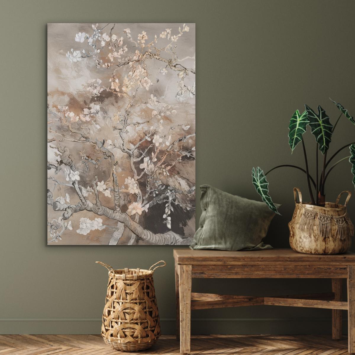 AKUSTIKBILD Mandelblüte - Kunst - Van Gogh - Beige - Abstrakt Wanddeko 70x100 cm - Braun, Kunststoff (70/100cm) - MuchoWow