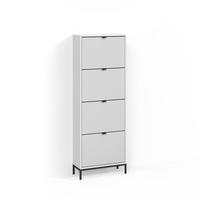 SCHUHKIPPER Aterno Weiß 60 x 168 cm mit 4 Klappschubladen - Weiß, Holzwerkstoff (60/168/24cm) - Livinity®