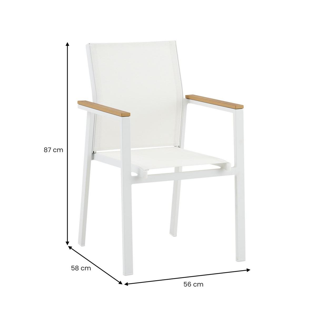 GARTENSTUHL WINDY 6ER-SET - Weiß, Textil (56/87/58cm) - IDIMEX