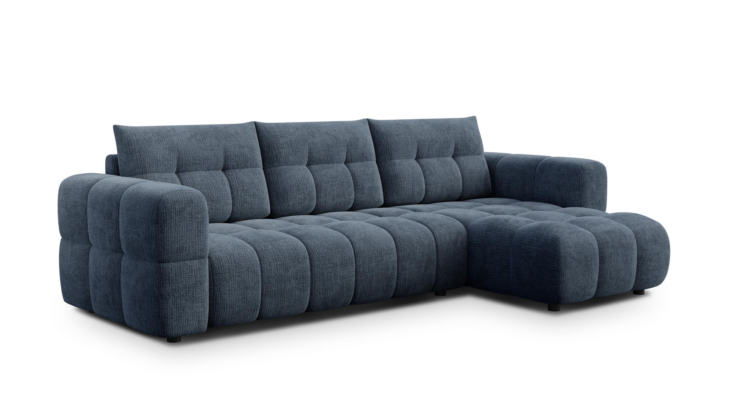 ECKSOFA CLOUDI 4-Sitzer rechts, marineblau - Blau/Schwarz, Holz/Textil (294/160cm) - Wozimo