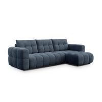 ECKSOFA CLOUDI 4-Sitzer rechts, marineblau - Blau/Schwarz, Holz/Textil (294/160cm) - Wozimo
