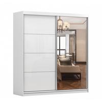SCHWEBETÜRENSCHRANK 203/218/61 cm Multi 35 Weiß/Weiß Semigloss + Spiegel, mit LED-Beleuchtung - Alufarben/Weiß, Glas/Holzwerkstoff (203/218/61cm) - imoebel24