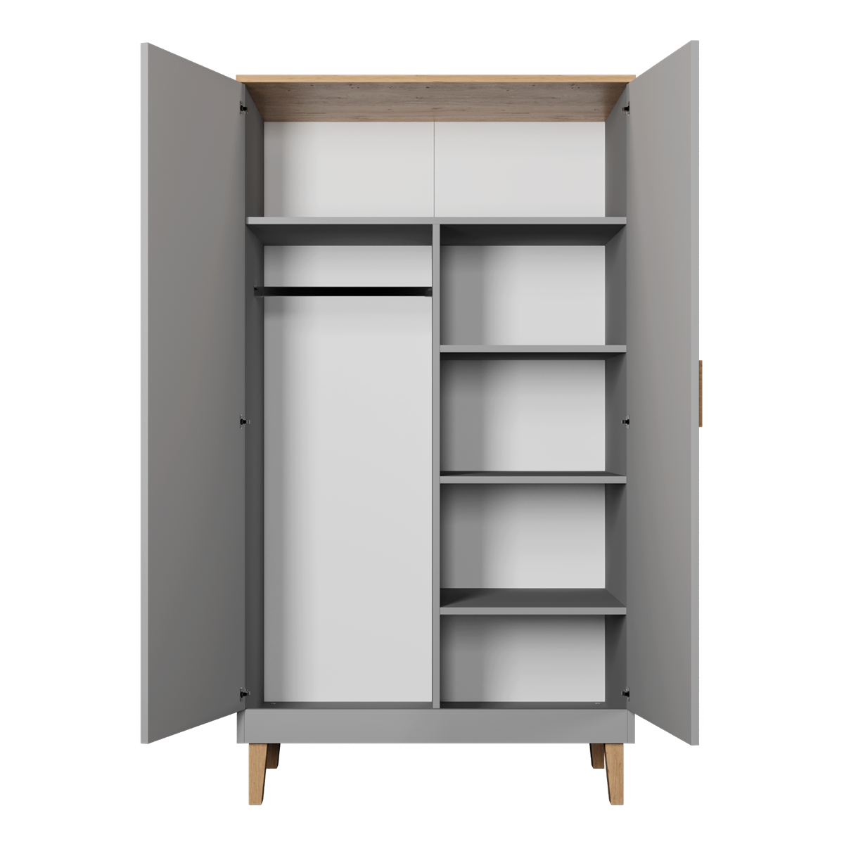 SCHRANK 2 Türen Denver Grau - Grau, Holzwerkstoff (100/184/55cm) - Petits-meubles